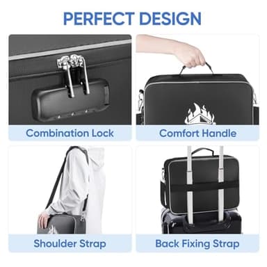 BALEINE Fireproof Document Box with Lock, Portable Fireproof Document Bag Waterproof Fire Proof File Boxes for Documents, File Organizer Box for Important Paperwork (Black, 15''x11''x4'') - Image 4