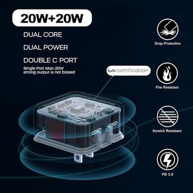 iPhone Charger Fast Charging, 40W Dual USB C Wall Charger [MFi Certified] 2Pack Super Quick Double Port Apple Charger with 10FT Long Lightning Cable for iPhone 14/14 Pro/14 Pro Max/14 Plus/13/12/11/X - Image 4