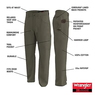 Wrangler Riggs Workwear mens Ripstop Carpenter jeans, Antique Indigo, 40W x 30L US - Image 6