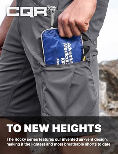 CQR Men's Quick Dry Stretch Hiking Cargo Shorts, Lightweight Water Resistant Tactical Casual, Golf & Outdoor with Pockets, Rocky Jet Grey, 38W x 10L - Image 7