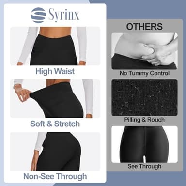 3 Packs Leggings with Pockets for Women, Soft High Waisted Tummy Control Workout Yoga Pants… - Image 3