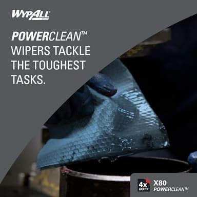 WypAll PowerClean X80 Cloths Heavy Duty Wipes (41043), Jumbo, Extended Use Towels, Blue (1 Roll of 475 Sheets, 475 Sheet Total - Image 5