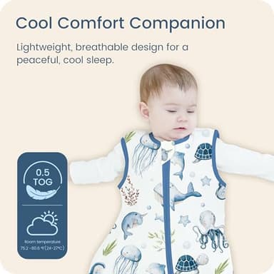 TOTBASIC Toddler Sleep Sack 2T-3T-4T, Light Wearable Blanket Baby Sleeping Bag with 2-way Safe Zipper, Ultra Soft Summer Sleep Sacks for 24-36-48 Months, XL, 2 Pack(Oceanic Crew) - Image 2