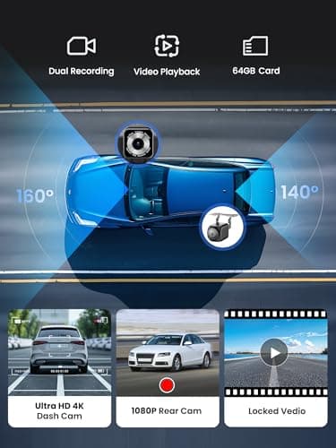 Portable CarPlay Screen for Car, 9'' Wireless Apple CarPlay & Android Auto Screen for Car, 4K Dash Cam, 1080P Backup Camera, GPS Navigation/Bluetooth/FM/Siri Voice Control for All Vehicles - Image 5