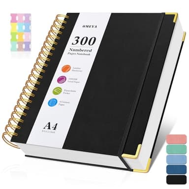 Spiral Notebook 8.5" x 11", 300 Numbered Pages Notebooks College Ruled with Contens, 100GSM Thick Journal for Women Men, Hardcover Leather Lined Journal for Writing, Large A4 Notebooks for Work School - Image 1