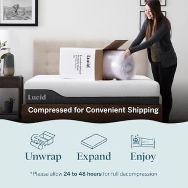 LUCID 3 Inch Lavender Infused Memory Foam Mattress Topper, Queen Size – Ventilated Design – Pressure Relieving Bed Topper - Mattress Pad – CertiPur Certified - Image 4