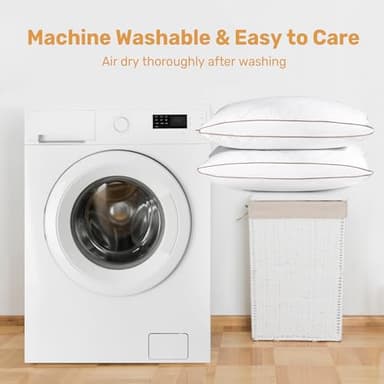 UNIKOME Natural Goose Down Feather Pillows Medium Firm Pillow with 100% Cotton Cover, Thick Gussted Bed Hotel Collection Pillows for Back,Stomach,Side Sleeping, Standard Size Set of 2 - Image 8