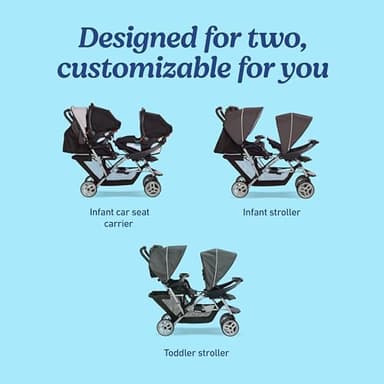 Graco DuoGlider Double Stroller | Lightweight Double Stroller with Tandem Seating, Glacier - Image 4