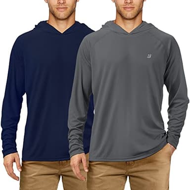 Roadbox 2 Pack UPF 50+ Fishing Shirts for Men Long Sleeve Sun Protection Hoodie Lightweight Outdoor UV Hiking Shirts - Image 1