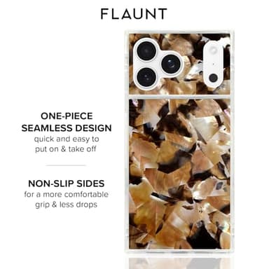 Flaunt Official Square Protective Case - Compatible with iPhone 17 Pro Max - Compatible with MagSafe & Wireless Charging - Drop-Tested & Shockproof - (Brown Abalone) - Image 6