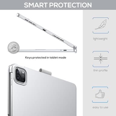 typecase Touch Keyboard Case for iPad Air 11-inch (M3 2025 / M2 2024) & iPad Pro 11(4th/3rd/2nd/1st Gen):Multi-Touch Trackpad,11 Colors Backlight,360°Rotatable,Thin for iPad Air 5th & 4th Gen,Silver - Image 4