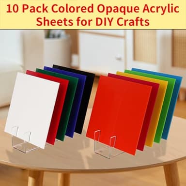 Gdhwxcl 1/8 Thick 10 x 10 inch Acrylic Sheets, 10 Pack Plexiglass Sheets for Creative DIY Projects Laser Cutting Engraving UV Printed Signs Crafts Badges - Multicolor - Image 3