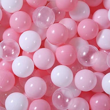 GOGOSO Ball Pit Balls for Toddler, Baby Plastic Playballs Kids Soft Pastel Pelotas Non-Toxic BPA-Free 2pink+White+Clear 100 Balls - Image 1