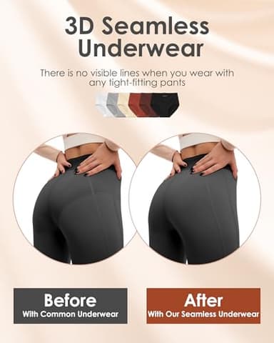 Womens Underwear Seamless Full Coverage Breathable Briefs No Show Silky Stretch High Waisted Ladies Panties 6 Pack (US, Alpha, Medium, Regular, Regular, 6 Color Packs) - Image 2