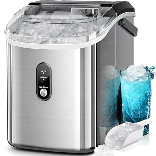 Kismile Nugget Ice Makers Countertop, Portable Sonic Ice Machine with Self-Cleaning/One-Click Operation for Home/Office(Silver) - Image 1