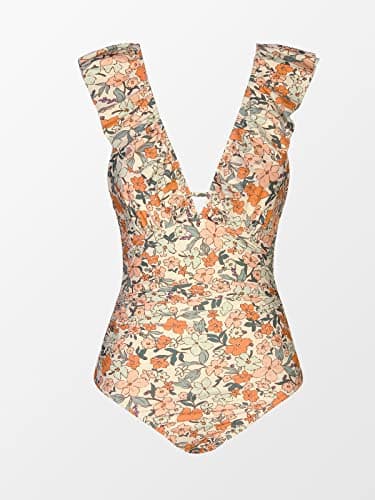 CUPSHE One Piece Swimsuit for Women Deep V Neck Ruffle Tummy Control Back Tie Floral Print Bathing Suits - Image 3