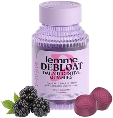 Lemme Debloat - Digestive & Gut Health Gummies with 2 Clinically Studied Probiotics & Prebiotic, Vegetarian, Gluten Free, Non GMO, BlackBerry Flavor (60 Count - Image 2