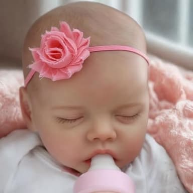 JIZHI Lifelike Reborn Baby Dolls Girl, 17 Inch Real Baby Doll Soft Body Realistic Newborn Vinyl Silicone Baby Doll Full Body Poseable Real Life Baby Dolls with Feeding Kit Gift Box for Kids Age 3+ - Image 8