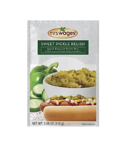Mrs. Wages Sweet Pickle Relish Quick Process Mix, Quick and Easy, Simple-To-Use, Great Topping, Sweet Pickle Flavoring, 4.0 oz Packet (Value Pack of 12) - Image 1