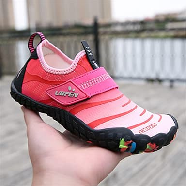 UBFEN Water Shoes for Kids Boys Girls Aqua Socks Barefoot Beach Sports Swim Pool Quick Dry Lightweight Toddler Little Big Kid B Black Pink 6 Big Kid - Image 7