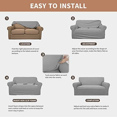 Easy-Going 100% Waterproof Couch Cover, Dual Waterproof Sofa Cover, Stretch Jacquard Sofa Slipcover, Leakproof Furniture Protector for Kids, Pets, Dog and Cat (Oversized Sofa, Light Gray) - Image 6