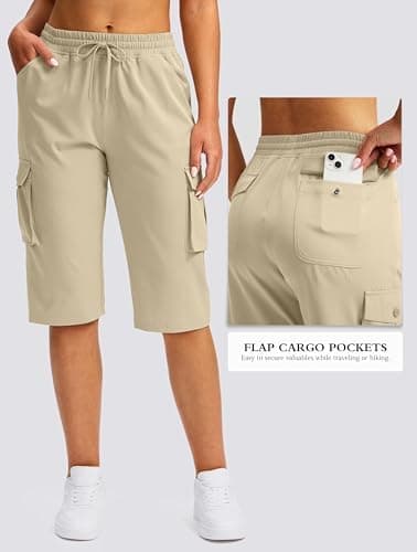 Viodia 15" Long Shorts for Women Hiking Cargo Bermuda Shorts Lightweight Knee Length Capris for Summer Travel Fishing - Image 4