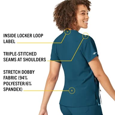 Carhartt Cross-Flex Scrubs for Women, V-Neck Scrub Top - Caribbean Blue, M - Image 4