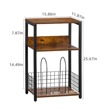 LELELINKY 3 Tier End Table,Record Player Stand with Storage Up to 100 Albums,Turntable Stand for Vinyl,Brown Records Shelf for Living Room Bedroom - Image 3