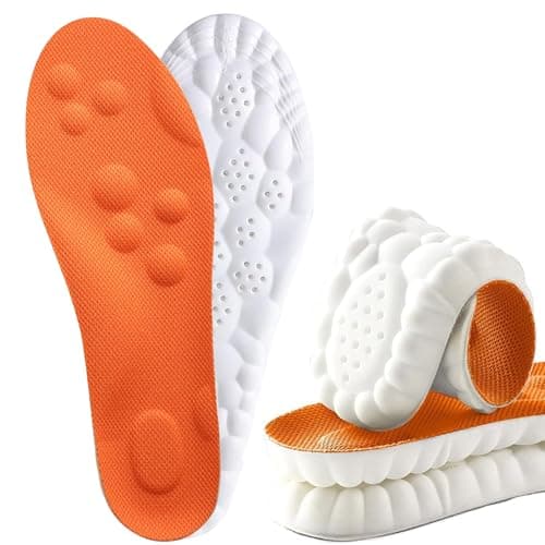 InsoleX Footstr Insoles for Kids Youth, Arch Support & Shock Absorption, Breathable Soft Foam Sole | 4D Cloud Insoles for Men & Women (2 Pairs of Orange, 6.5Y-7Y) - Image 1