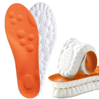 InsoleX Footstr Insoles for Kids Youth, Arch Support & Shock Absorption, Breathable Soft Foam Sole | 4D Cloud Insoles for Men & Women (2 Pairs of Orange, 6.5Y-7Y) - Image 1