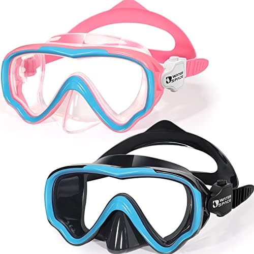 Water Space 2 Packs Swimming Goggles Swim Googles for Kids Toddler Girls Boys Youth 6-14 3-6 4-7, Swimming Goggles with Nose Cover Anti Fog 180°Clear Snorkel Mask No Leak Pool Underwater Goggles - Image 1