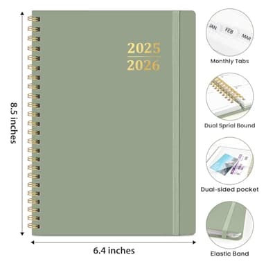 Academic Planner 2025-2026, Weekly and Monthly Calendar Planner Book, July 2025 – June 2026, Hardcover Organizer with Tabs, Perfect for Teachers, Students, Women & Men, A5 (6.4" x 8.5") - Green - Image 5