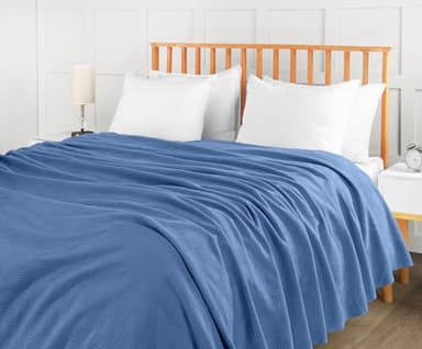 Utopia Bedding Wedgewood 100% Cotton Blanket [King Size - 90x108 Inch] 350GSM Lightweight, Soft and Breathable Thermal Blanket for All Seasons - Image 9