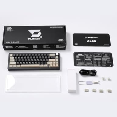 YUNZII AL66 Wireless Mechanical Keyboard,Full Aluminum CNC,65% Knob Control,Bluetooth/2.4G/Wired,Hot Swappable Pre-lubed Switches,Gasket Mounted RGB for Win/Mac(Milk Switch, Black) - Image 8