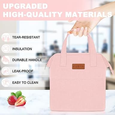 KUBYA Lunch Box for Women, Lunch Bag for Women Men Adult Simple Lunchbox Reusable Lunchbag Insulated Lunch Boxes Large Capacity Cute Lunch Tote Bag, with Food Storage Bags for Work, Office or Picnic - Image 3
