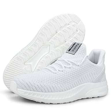 Feethit Women Tennis Running Shoes Walking Shoes Lightweight Casual Sneakers for Travel Gym Work Woman Waitress Nurse Light White 7.5 - Image 6