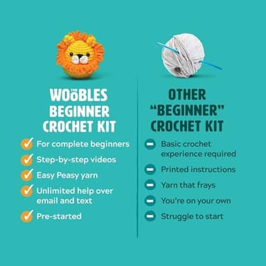 The Woobles Hello Kitty Crochet Kit - Beginners Wooble Crochet Animal Kit Crafts with Easy Peasy Yarn as seen on Shark Tank - with Step-by-Step Video Tutorials (Cinnamoroll) - Image 7