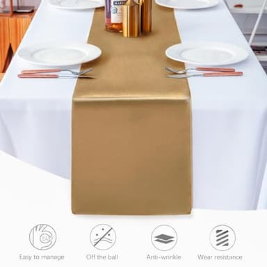 JEVIX 10 Pack Satin Table Runner 12 X 108 Inch Silk Table Runner for Party,Wedding, Birthday, Banquets,Decoration(Old Gold) - Image 3
