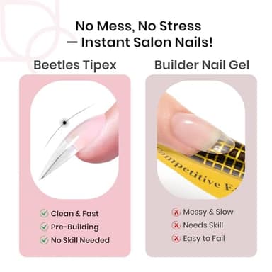 Beetles Tipex Instant Apex Nail Tips Halloween Nails, Stiletto Medium, 192pcs 16 Sizes, Pre-Building Pre-Etched Strong Thicker Strong Acrylic Tips - Image 3