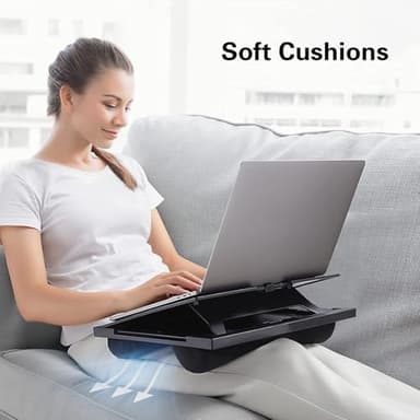 Adjustable Lap Desk - with 6 Adjustable Angles, Detachable Mouse Pad, & Dual Cushions Laptop Stand for Car Laptop Desk, Work Table, Lap Writing Board & Drawing Desk on Sofa or Bed by HUANUO - Image 4