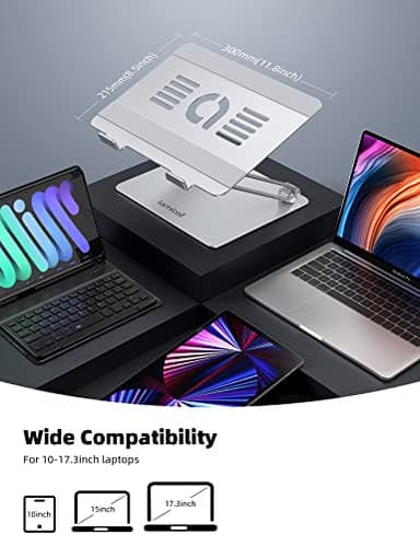 Lamicall Adjustable Laptop Stand, Portable Laptop Riser, Aluminum Laptop Stand for Desk Foldable, Ergonomic Computer Notebook Stand Holder for MacBook Air Pro, Dell XPS, HP (10-17.3'') - Silver - Image 4