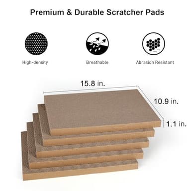 FUKUMARU 5 PCS Cat Scratching Boards, 11.4 Inch Width Ex-Large Cat Scratcher Box, Reversible Cardboard Scratchers for Indoor Cats, Cat Scratch Box for Large, Medium and Small Cats, Protect Furniture - Image 3