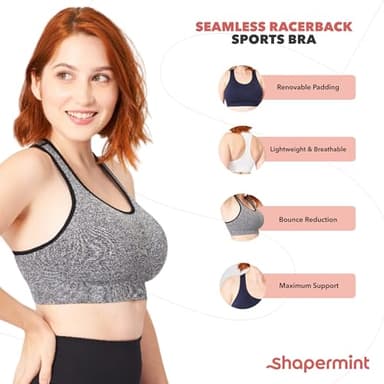 SHAPERMINT Sports Bras for Women - Workout Bras for Women, Plus Size Sports Bra, Workout Tops for Women High Support Black - Image 5