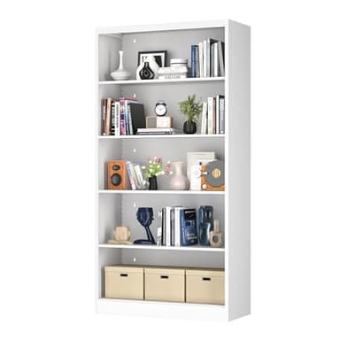 LyAosdFu Metal Bookcase, 14" Deep Bookshelf, 66" Tall Bookcases with Adjustable Shelves, 5 Shelf Bookcase, Industrial Bookshelves and Bookcases for Living Room, Office, Library. White Book Shelf. - Image 7