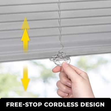 UNISHADES 100% Privacy L-Shaped Blades Mini Blinds for Indoor Windows 1" Vinyl Cordless Window Blinds for Home, for Window Size 34" W × 64" H (Blinds Size 33 5/8" W × 64" H) Grey - Image 5