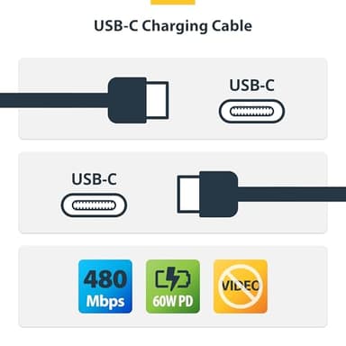 StarTech.com 6ft (1.8m) USB-C Charging Cable, USB C Cable, USB 2.0 Type-C Laptop Charger Cord, 60W 3A Power Delivery, M/M - Image 4