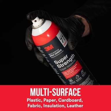 3M Super 77 Multi-Surface Spray Adhesive, 14.1 oz., Low VOC, Quick Bond, Fast Drying, Clear Finish for Foil, Foam, Paper, Metal, Plastic, Fabric, and Cardboard (77-NAT) - Image 8