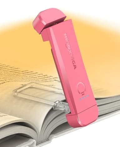 HIONXMGA Book Reading Light,Silent Touch Lamp for in Bed,Rechargeable Clip on Booklight with 3 Amber Colors & Precise Dimming Night Reading,Best Gift Lovers,Kids,Pink,(SD-10) - Image 1