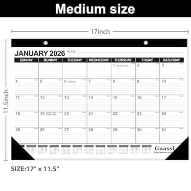 GuassLee Desk Calendar 2026-2027 - 17" × 11.5" Desktop Calendar 18 Months Runs from Jan. 2026 to Jun. 2027 with Julian Date for Home School Office Desk Top Organizing - Image 2