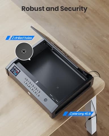 MOLICAR Gun Safe, Biometric Gun Safes for Handgun with LCD of Temp Humidity Battery, USB-C Port, Fingerprint Quick Access Pistol Safe for Home Bedside Nightstand Car - Image 5